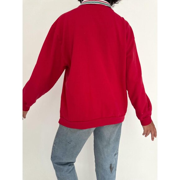 90s vintage red christmas tree holiday puppy dog animal graphic pullover sweater - Picture 4 of 9